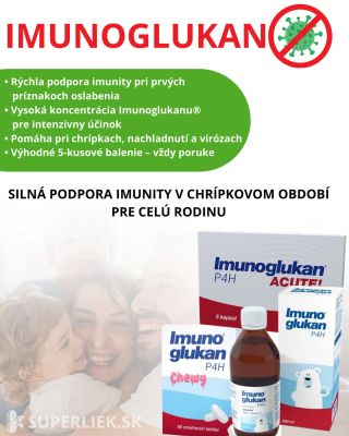 🛡️ Posilnite imunitu celej rodiny v chrípkovom období! Imunoglukan P4H je spoľahlivá voľba pri prvých príznakoch oslabenia...
