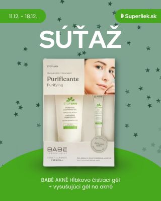 ✨ SÚŤAŽ O SET BABÉ AKNÉ✨ Zapoj sa do súťaže a vyhraj set produktov od značky Babé pre mastnú a aknóznu pleť, v ktorom...